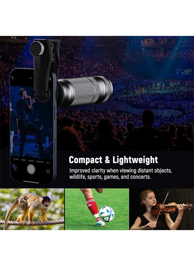 NEEWER 7X Telephoto Lens with Phone Lens Clip Compatible with iPhone Samsung, 15 Elements 12 Groups 7X Magnification Phone Lens for 17mm Thread Phone Cage/Phone Case/Backplate, LS-36 PRO