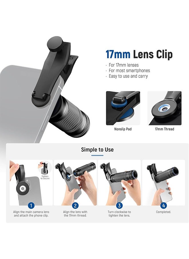 NEEWER 7X Telephoto Lens with Phone Lens Clip Compatible with iPhone Samsung, 15 Elements 12 Groups 7X Magnification Phone Lens for 17mm Thread Phone Cage/Phone Case/Backplate, LS-36 PRO