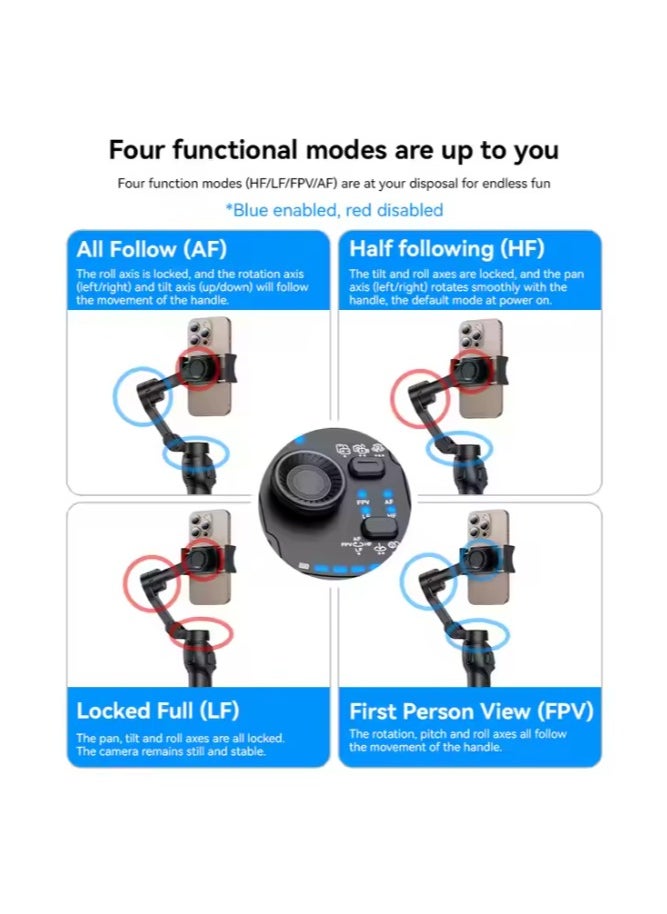 Yesido SF27 Three-axis Handheld Shooting Gimbal Stabilizer Auto Face Tracking Handheld BT Selfie Stick Tripod