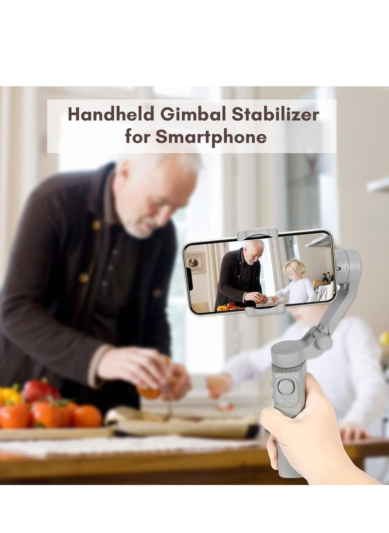 Foldable Gimbal Stabilizer for Smartphone – 3-Axis Shake-Free Phone Gimbal Vlog Stabilizer, Max 260g Load, Horizontal & Vertical Modes, Face Tracking, Zoom, Timelapse, Mini Tripod Included – Compatible with iPhone & Android