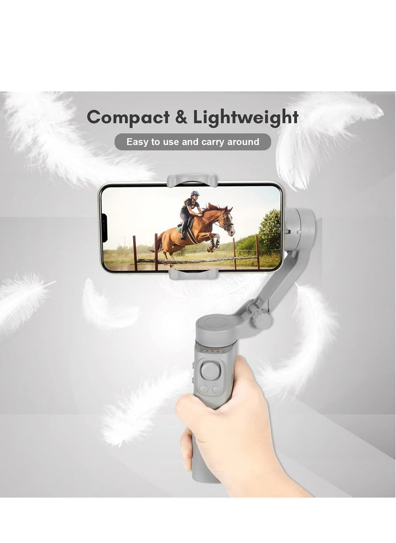 Foldable Gimbal Stabilizer for Smartphone – 3 -Axis Phone Gimbal, Shake-Free Vlog Stabilizer, Max. 260g Load, Horizontal & Vertical Modes, Face Zoom, Timelapse, with Mini Tripod – Ideal for Smooth Recording