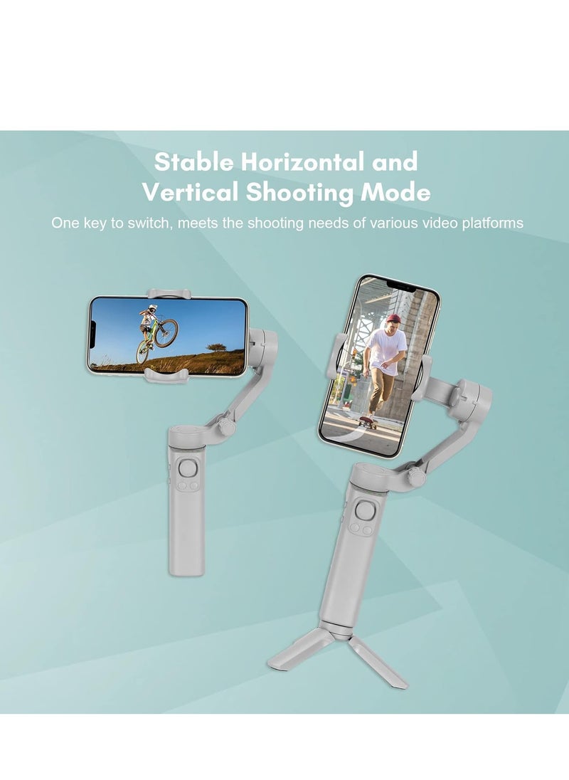 Foldable Gimbal Stabilizer for Smartphone – 3 -Axis Phone Gimbal, Shake-Free Vlog Stabilizer, Max. 260g Load, Horizontal & Vertical Modes, Face Zoom, Timelapse, with Mini Tripod – Ideal for Smooth Recording