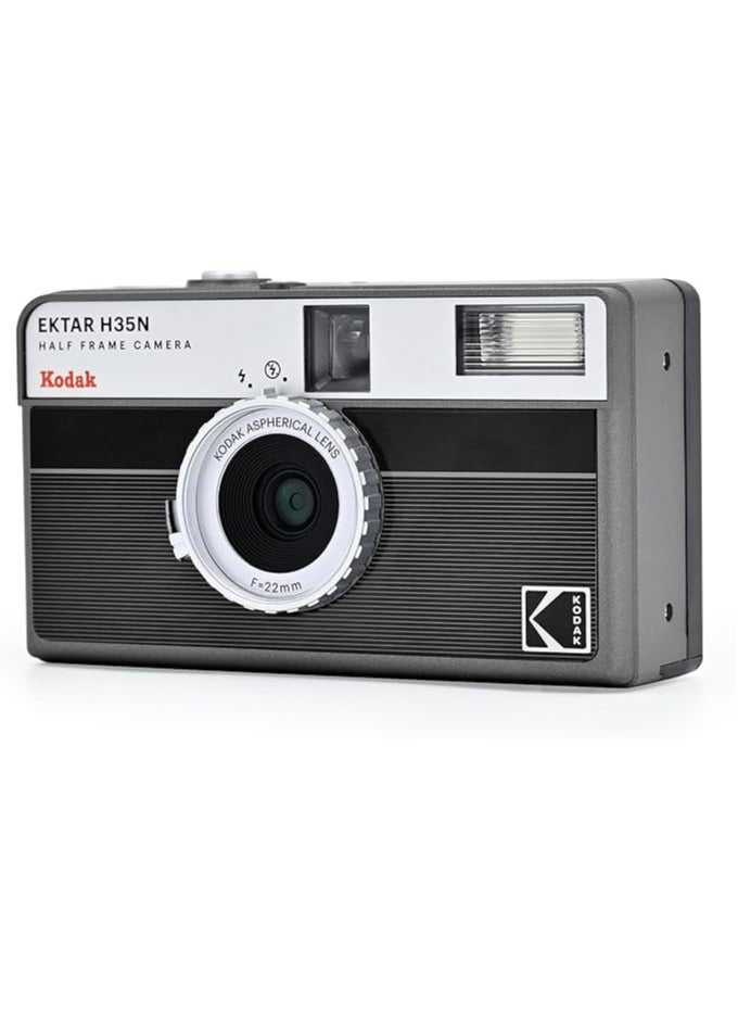 KODAK EKTAR H35N Half Frame Film Camera, 35mm, Reusable, Focus-Free, Bulb Function, Built-in Star Filter, Coated Improved Lens (Film & AAA Battery are not Included) (Striped Black)