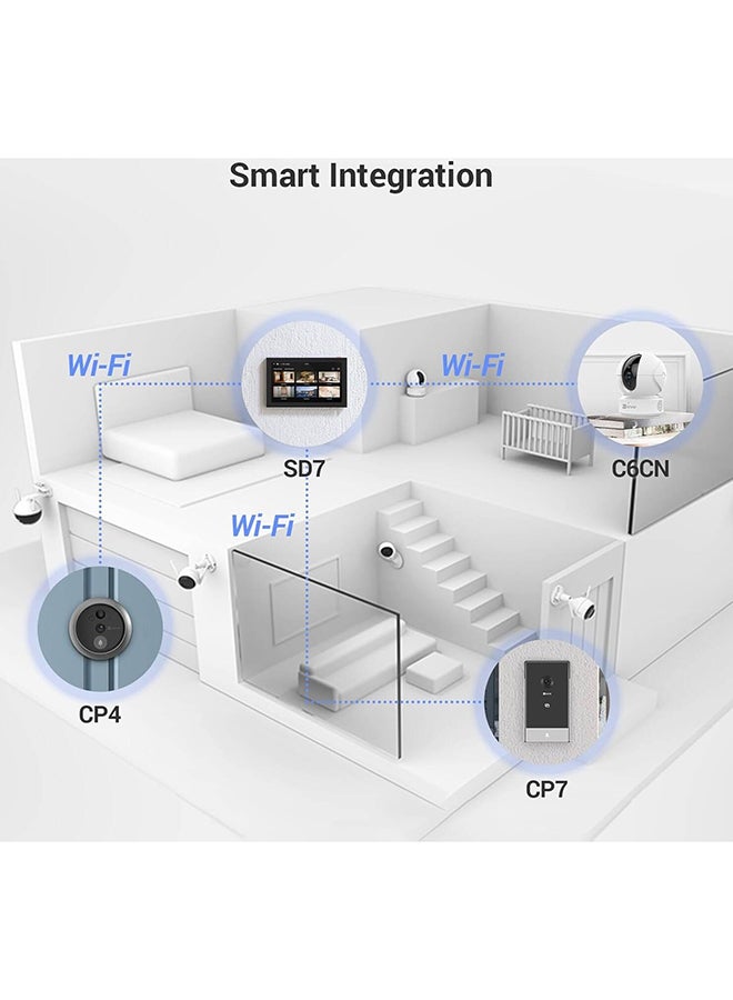 SD7 7-Inch IPS Touch Smart Screen, Smart Integration with Compatible EZVIZ Devices, Remote Control via EZVIZ App, Two-Way Talk, Type-C charging, Easy Installation, CS-SD7