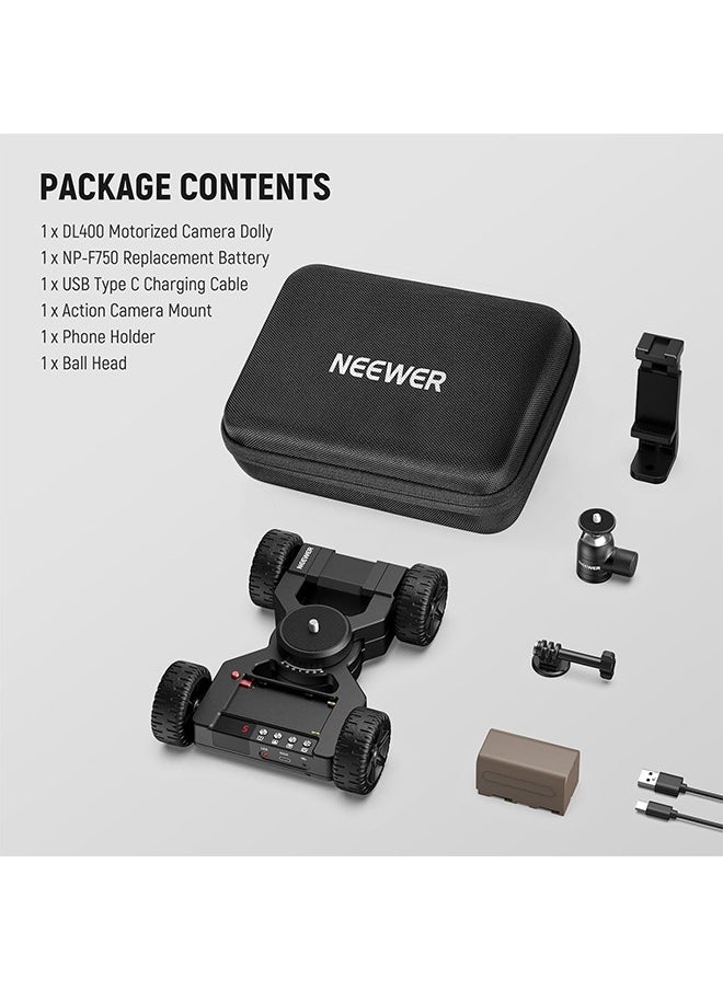 Neewer DL400 Upgraded Motorized Camera Slider Dolly with App Control, Ultra Quiet Powerful Dual Motor Drive, 5H Runtime, Compatible with GoPro iPhone Android Samsung Smartphone DSLR Camera Camcorder