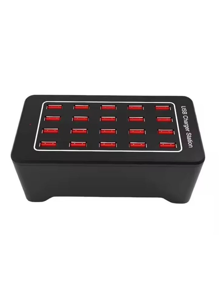 20 Port USB Charging Station for Multiple Devices | Portable Fast Charging for Cell Phone Digital Appliances (UAE plug)