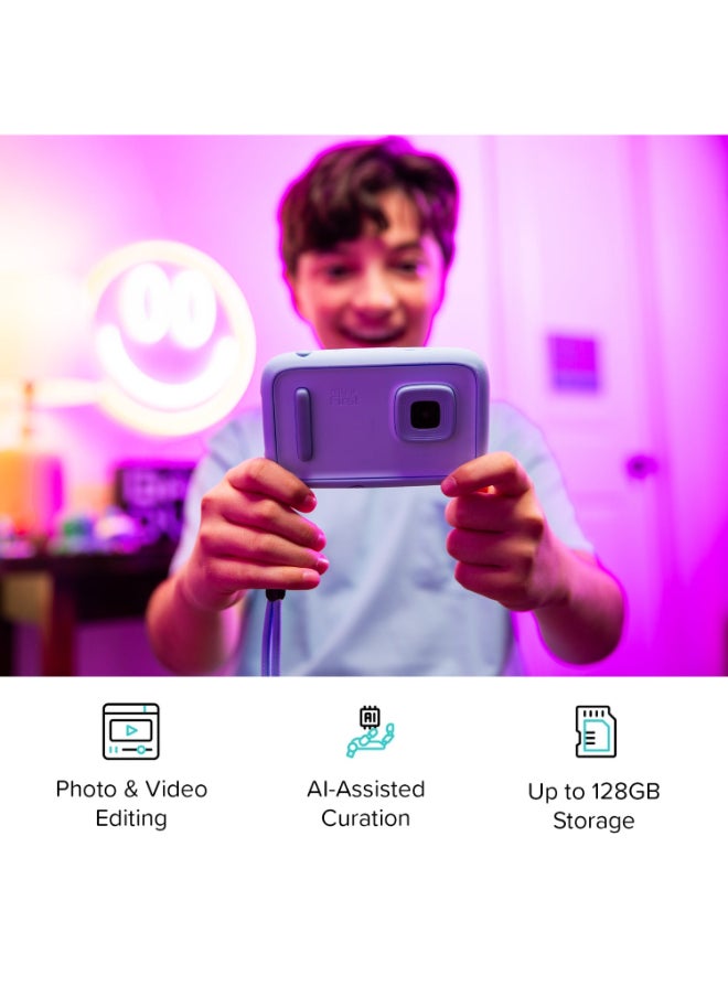 Camera 50 | AI Assisted Kids Camera, 20MP Resolution w/ Advanced Shutter Control, Selfie-Light, Wifi Connectivity, Photo & Video Editing, Child-Safety, Privacy and Parental Control - Purple