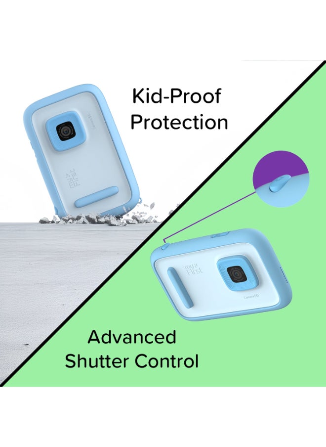 Camera 50 | AI Assisted Kids Camera, 20MP Resolution w/ Advanced Shutter Control, Selfie-Light, Wifi Connectivity, Photo & Video Editing, Child-Safety, Privacy and Parental Control - Purple