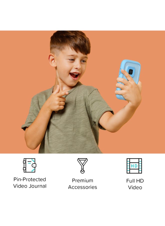 Camera 50 | AI Assisted Kids Camera, 20MP Resolution w/ Advanced Shutter Control, Selfie-Light, Wifi Connectivity, Photo & Video Editing, Child-Safety, Privacy and Parental Control - Blue