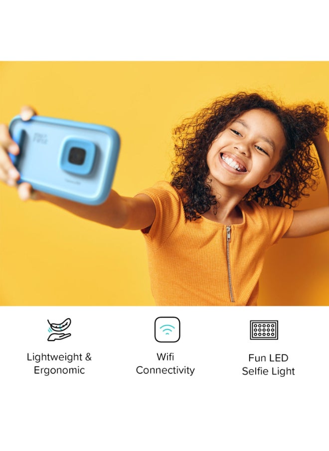 Camera 50 | AI Assisted Kids Camera, 20MP Resolution w/ Advanced Shutter Control, Selfie-Light, Wifi Connectivity, Photo & Video Editing, Child-Safety, Privacy and Parental Control - Blue