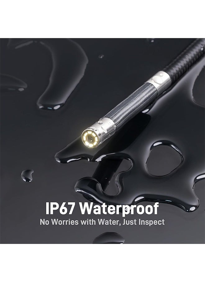 Teslong Two-Way Articulating Borescope with Light, Industrial Endoscope Inspection Camera with Articulated Probe, Flexible Mechanic Fiber Optic Snake Scope Cam for Wall Automotive Engine Inspect-5FT