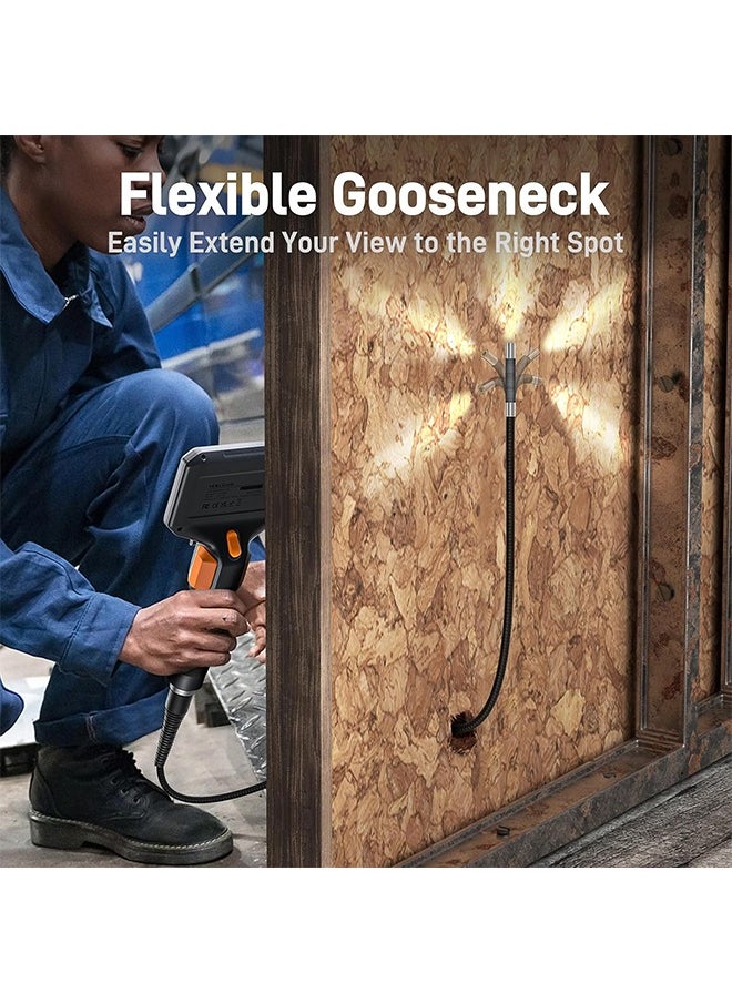 Teslong Two-Way Articulating Borescope with Light, Industrial Endoscope Inspection Camera with Articulated Probe, Flexible Mechanic Fiber Optic Snake Scope Cam for Wall Automotive Engine Inspect-5FT