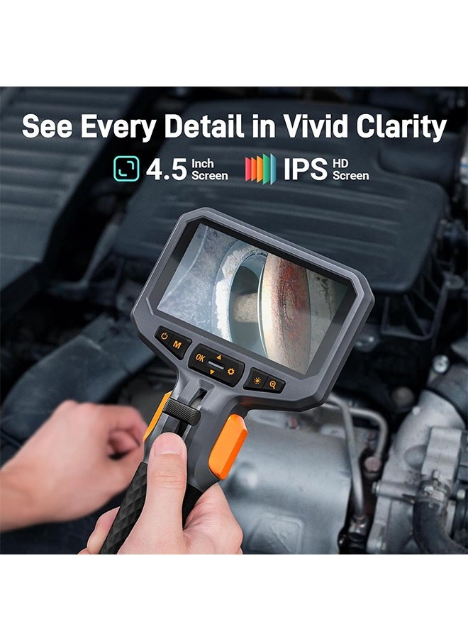 Teslong Two-Way Articulating Borescope with Light, Industrial Endoscope Inspection Camera with Articulated Probe, Flexible Mechanic Fiber Optic Snake Scope Cam for Wall Automotive Engine Inspect-5FT