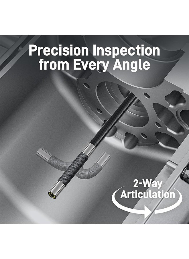 Teslong Two-Way Articulating Borescope with Light, Industrial Endoscope Inspection Camera with Articulated Probe, Flexible Mechanic Fiber Optic Snake Scope Cam for Wall Automotive Engine Inspect-5FT
