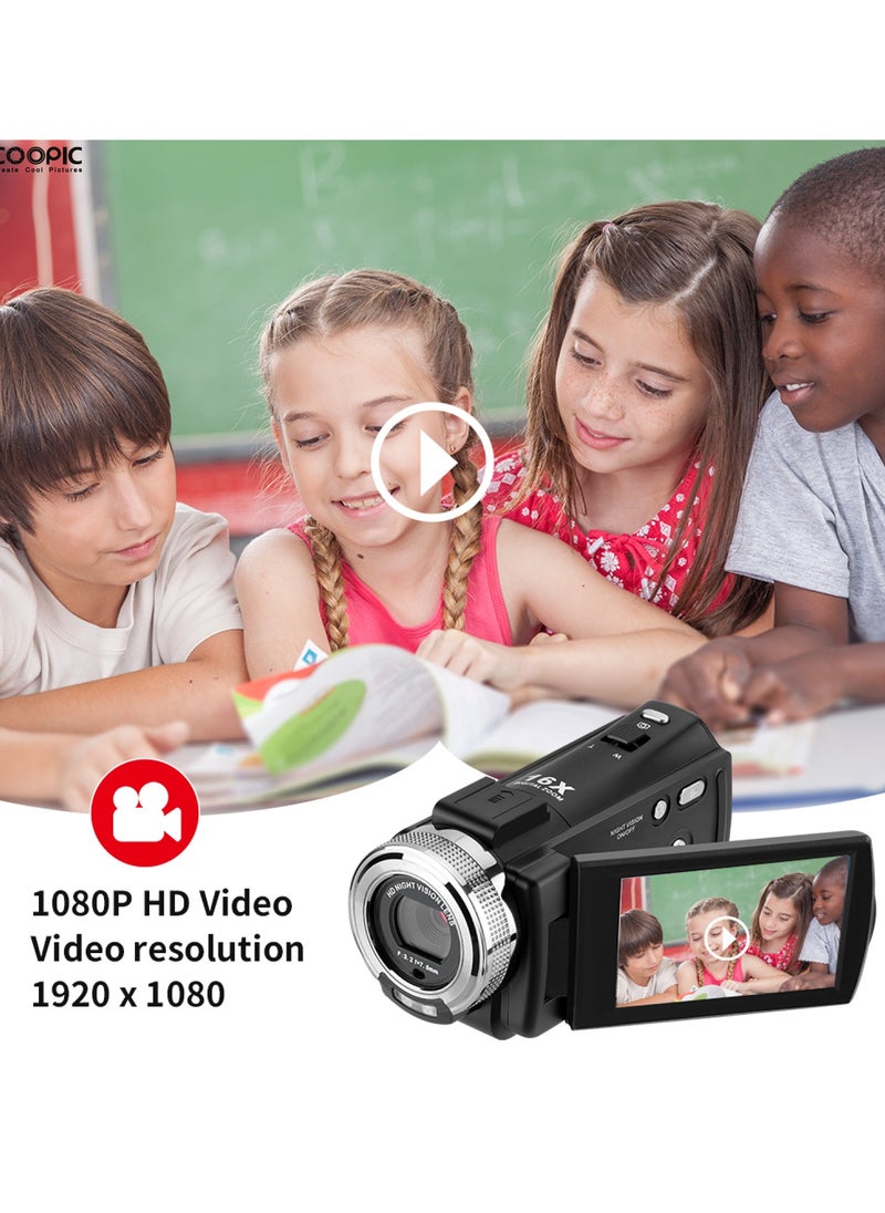 COOPIC V1000 3’’ TFT, Anti-Shake, 270° Screen Rotation, Full HD 1080P Digital Video Camera | 30MP Photo, 16X Zoom, Night Vision, Compatible with Windows XP/7/8/10 for Photography and Videography