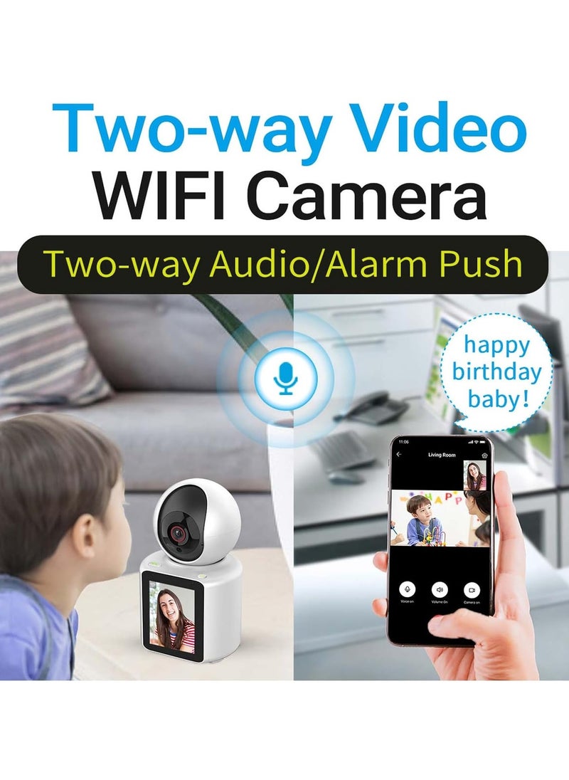 2 Way Video Camera with 2.8inch IPS Screen, Wireless Security Camera Support 2.4g Wifi, 120°Wide Angle, 1080p Shooting, Mobile Tracking Smart Surveillance Camera