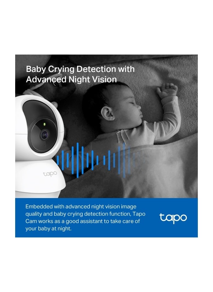 Tapo C200 Pan/Tilt 1080p Full HD Home Security Wi-Fi Camera Live View And Two-Way Audio Night Vision Motion Detection Baby Monitor MicroSD Card Support Works With Google Assistant And Amazon Alexa Remote Management By App