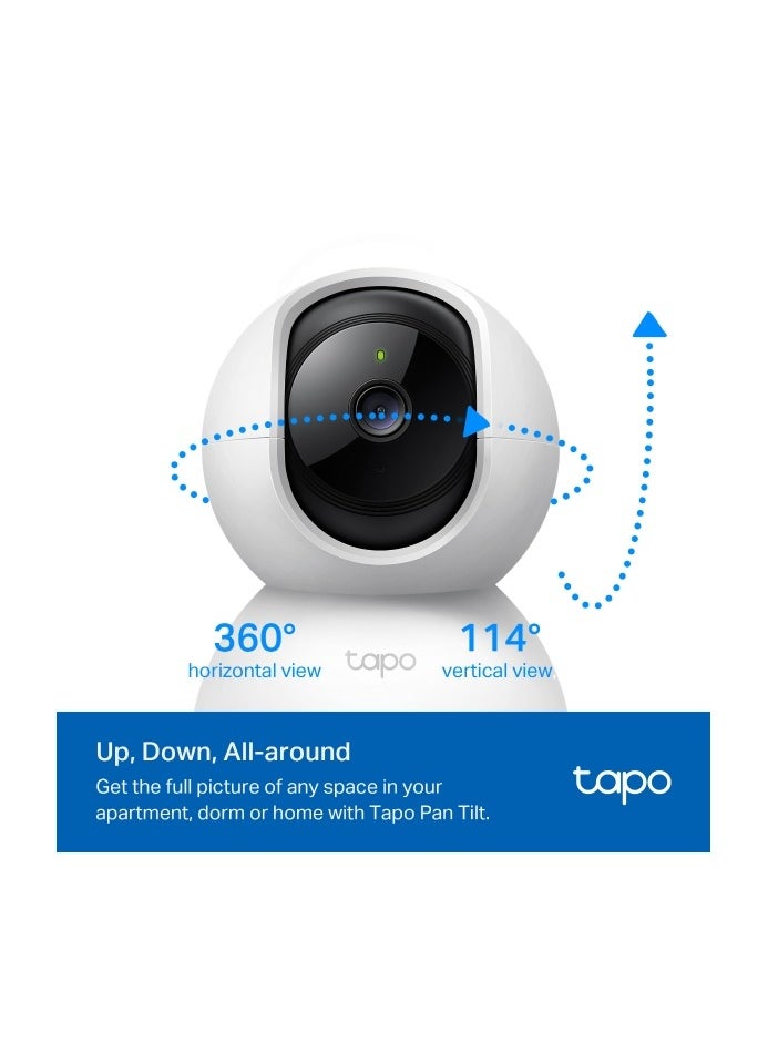 Tapo C200 Pan/Tilt 1080p Full HD Home Security Wi-Fi Camera Live View And Two-Way Audio Night Vision Motion Detection Baby Monitor MicroSD Card Support Works With Google Assistant And Amazon Alexa Remote Management By App