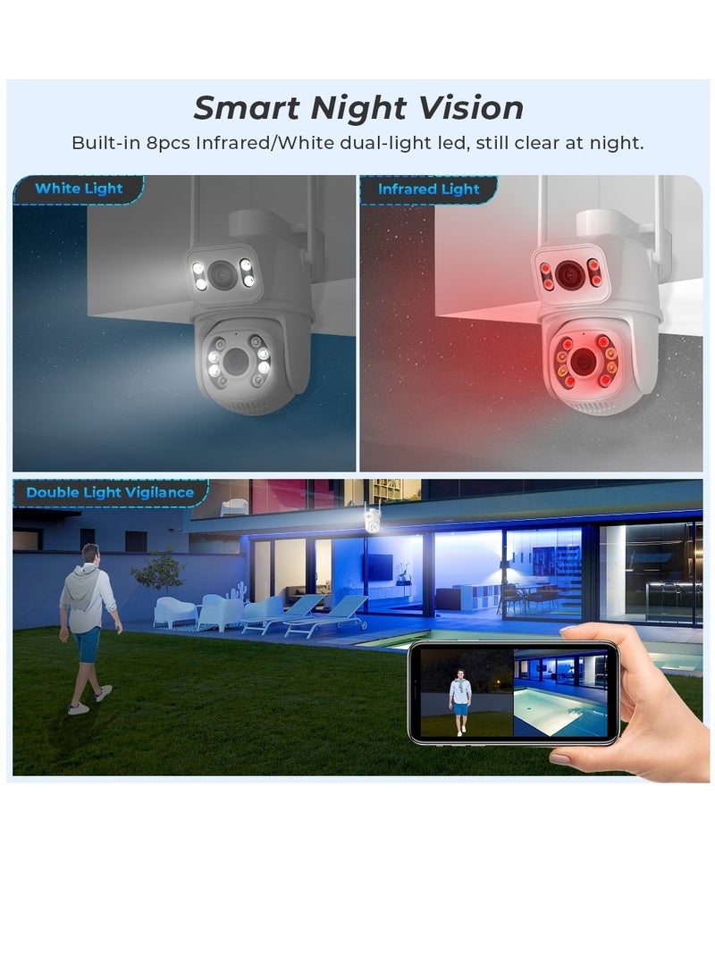 6MP 4K PTZ IP Camera Dual-Lens Human Detect CCTV Security Camera Night Vision Outdoor Wifi Surveillance Camera