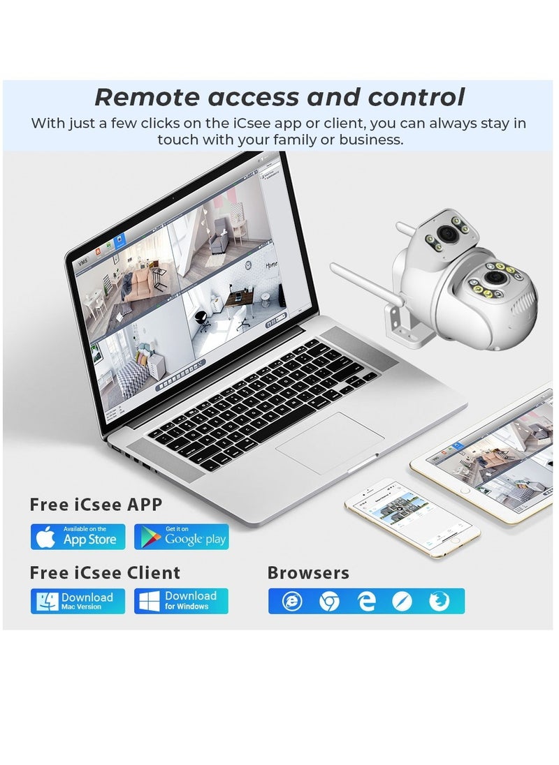 6MP 4K PTZ IP Camera Dual-Lens Human Detect CCTV Security Camera Night Vision Outdoor Wifi Surveillance Camera