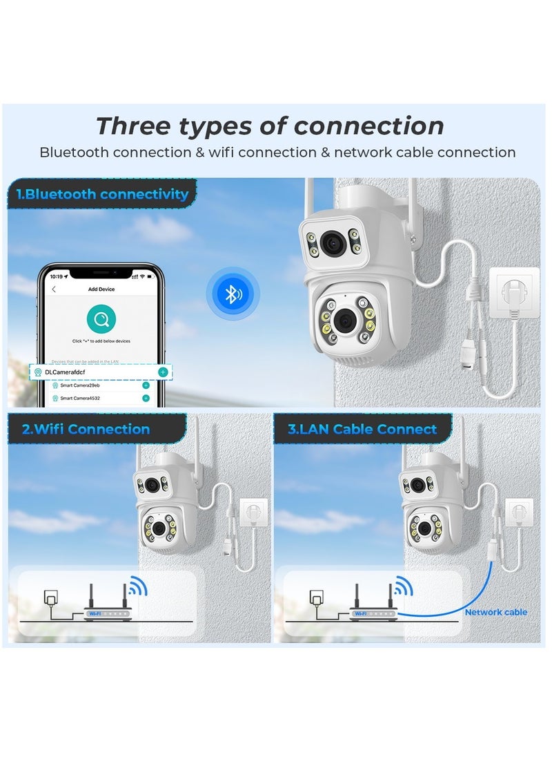 6MP 4K PTZ IP Camera Dual-Lens Human Detect CCTV Security Camera Night Vision Outdoor Wifi Surveillance Camera