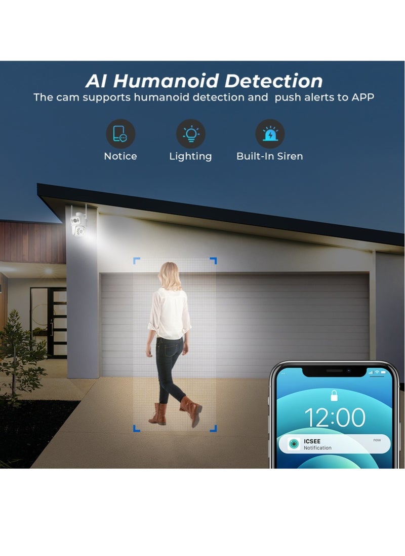 6MP 4K PTZ IP Camera Dual-Lens Human Detect CCTV Security Camera Night Vision Outdoor Wifi Surveillance Camera