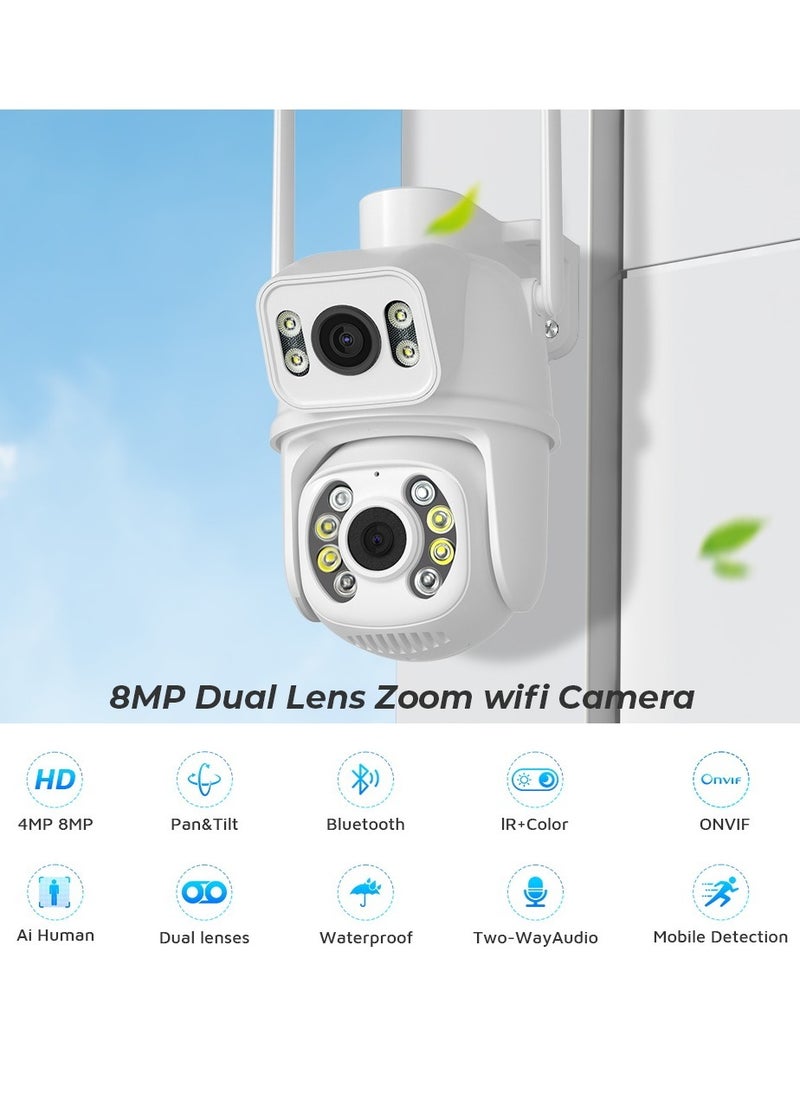 6MP 4K PTZ IP Camera Dual-Lens Human Detect CCTV Security Camera Night Vision Outdoor Wifi Surveillance Camera