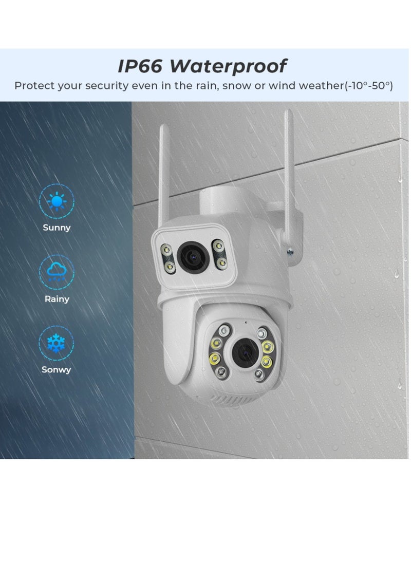 6MP 4K PTZ IP Camera Dual-Lens Human Detect CCTV Security Camera Night Vision Outdoor Wifi Surveillance Camera