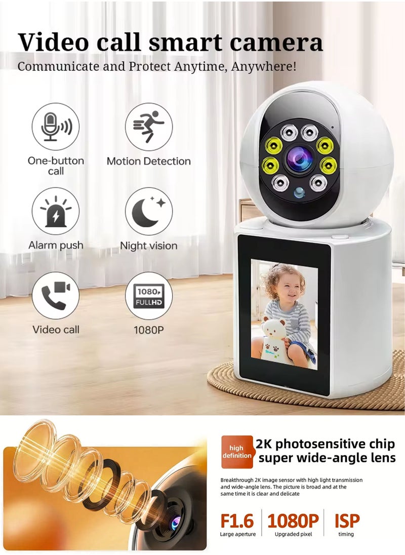 Video Calling Camera Smart WiFi Camera 2.8 Inch IPS Screen, Two-Way Video Talk, 1080P Wireless Camera