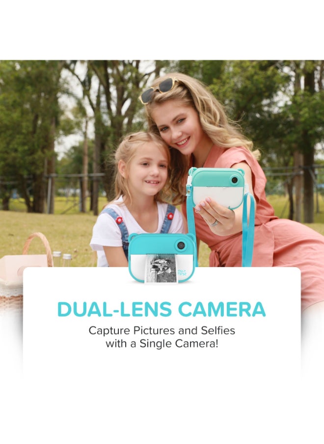 Camera Insta 2 | Instant Print Kids Camera, Print in 10 Secs w/ Thermal Paper, Dual Lens 6MP/9MP/12MP, 1080P Video Recording, 2.4