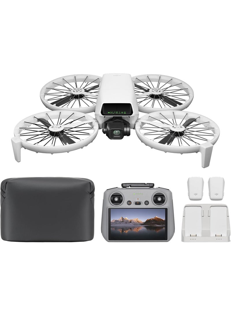 Flip Fly More Combo With RC 2 Screen Remote Controller, 4K UHD Camera Drone for Adults, Palm Takeoff, 3 Batteries for 93-Min Flight Time, MOIAT Certified-UAE Version with Official Warranty Support