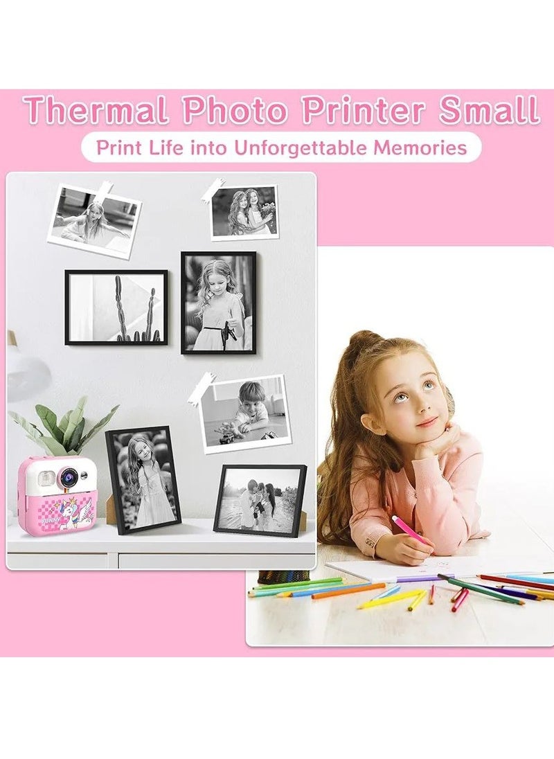 Children's Camera Instant Camera 1080P 2.4 Inch Screen Instant Camera Children with Printing Paper & 32GB TF Card, Digital Camera Children with Colourful Pens Gift.