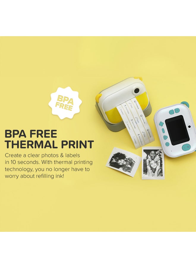Camera Wi | Instant Print & Label Maker Kids Camera, Print in 10 Secs, WiFi Connect, Dual Lens 6MP/9MP/12MP, 1080P Video Recording, 2.4