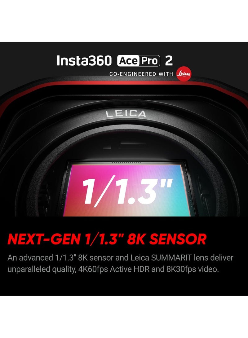 ACE PRO 2 | Dual Battery Bundle | Action Camera, Co-Engineered with Leica, 8K AI-Powered Ultra HD, Advanced Stabilization, Waterproof Design, Compact and Rugged Design– Black