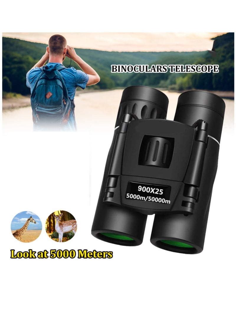 900x25 HD Powerful Binoculars 9000M Long Range Folding Mini Telescope BAK4 FMC Optics For Hunting Sports Outdoor Camping Travel