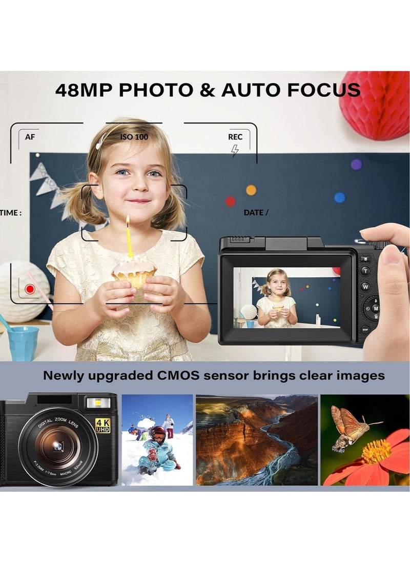 Digital Video Camera Full HD 4K with Flip HD Screen