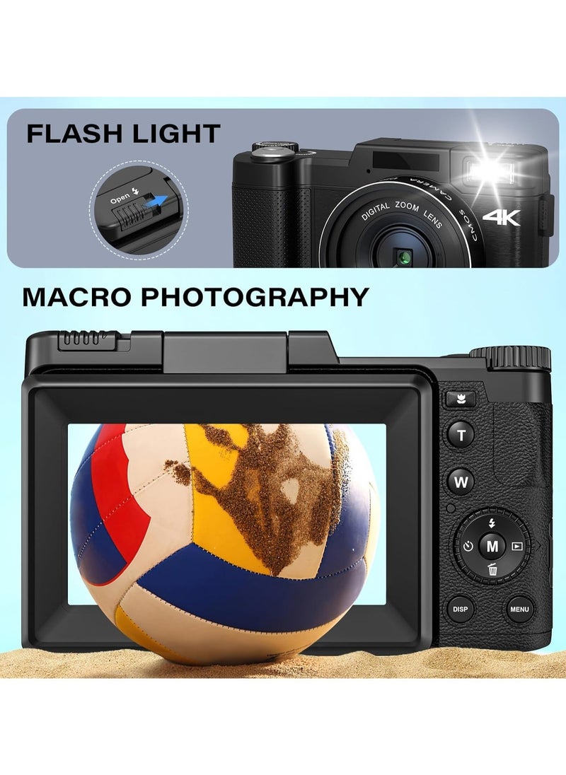 Digital Video Camera Full HD 4K with Flip HD Screen