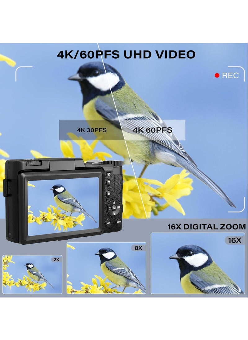 Digital Video Camera Full HD 4K with Flip HD Screen