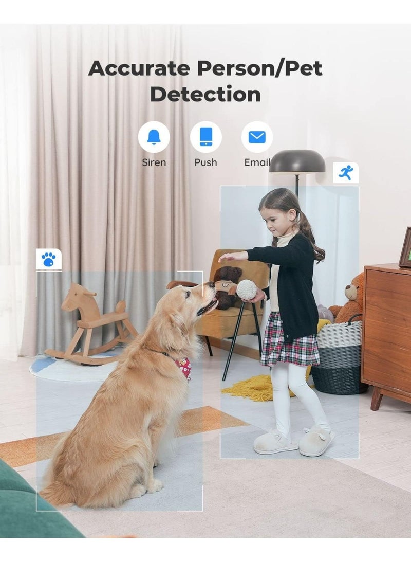 E1 Zoom Indoor Security Camera, 2.4/5GHz Dual Band WiFi, 5MP Plug-in Pet Camera, 360 Degree Baby/Dog Monitor with 3X Optical Zoom, Auto Tracking, Person/Pet Detection,5V/2A DC