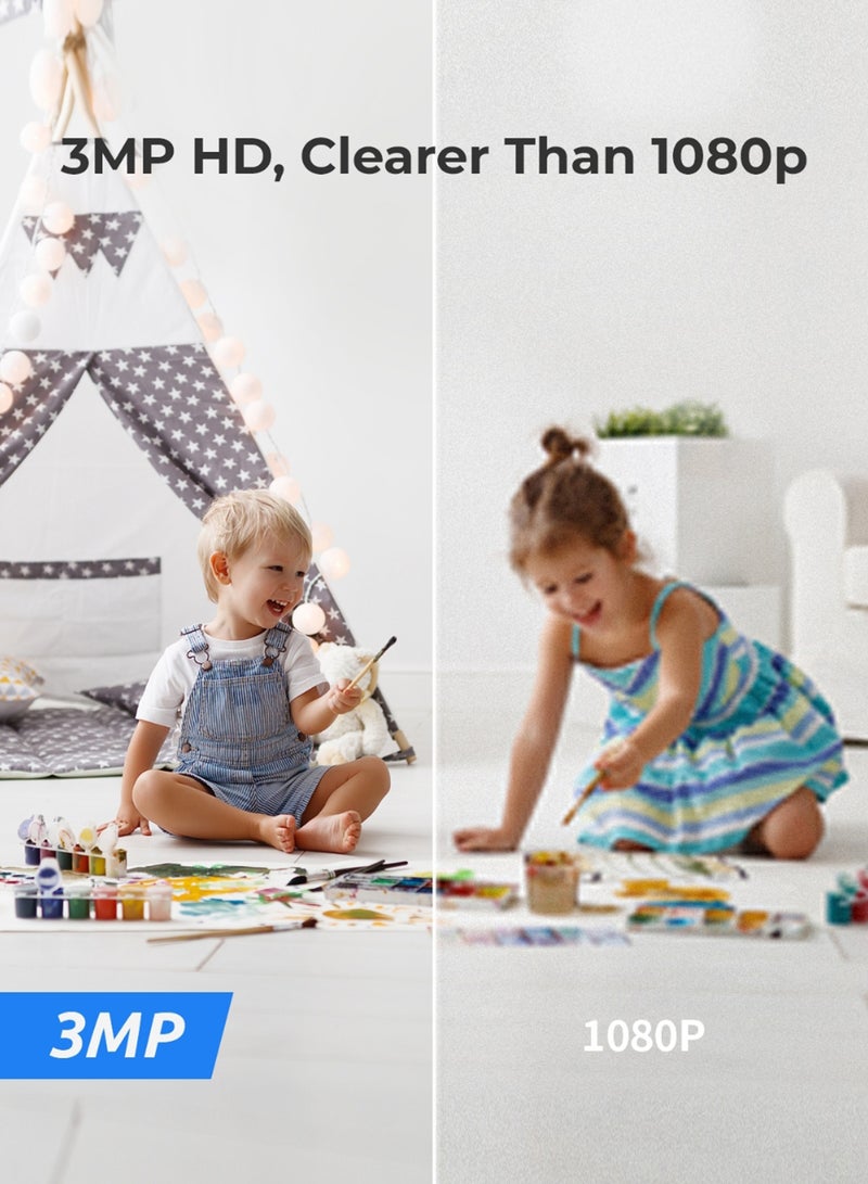 2K Indoor Security Camera E1, Plug-in 2.4G Wireless WiFi for Baby/Pet Monitor with Phone app, 360 Degree Dog Camera with Person/Pet Detection, Night Vision, 2-Way Talk, Local Storage