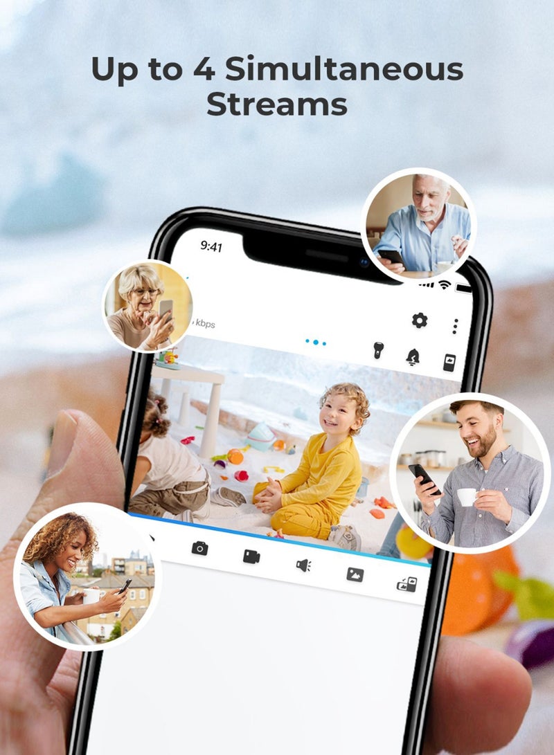 2K Indoor Security Camera E1, Plug-in 2.4G Wireless WiFi for Baby/Pet Monitor with Phone app, 360 Degree Dog Camera with Person/Pet Detection, Night Vision, 2-Way Talk, Local Storage