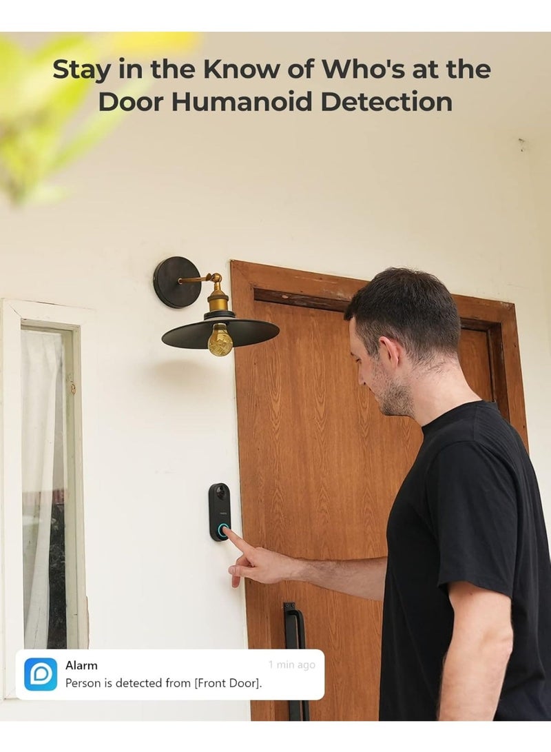Video Doorbell PoE Camera – 180 Degree Diagonal, 2K IP Security Camera Outdoor with Chime V2, 2-Way Talk, Plug & Play, Secured Local Storage, No Monthly Fee