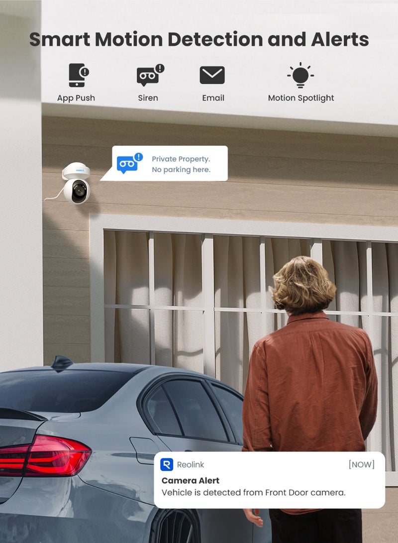 E1 Outdoor Plug-in WiFi Security Camera, 5MP HD PTZ Camera for Home Security, Motion Tracking, 5GHz WiFi, 3X Optical Zoom, Person Vehicle Detection, Spotlight Color Night Vision, APP Control