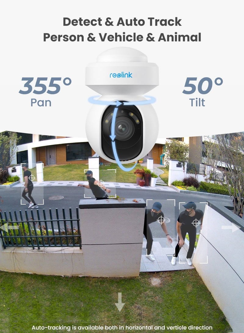 E1 Outdoor Plug-in WiFi Security Camera, 5MP HD PTZ Camera for Home Security, Motion Tracking, 5GHz WiFi, 3X Optical Zoom, Person Vehicle Detection, Spotlight Color Night Vision, APP Control