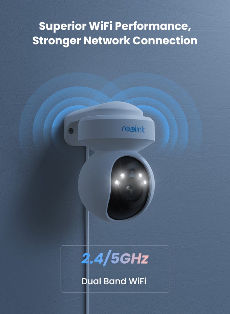 E1 Outdoor Plug-in WiFi Security Camera, 5MP HD PTZ Camera for Home Security, Motion Tracking, 5GHz WiFi, 3X Optical Zoom, Person Vehicle Detection, Spotlight Color Night Vision, APP Control