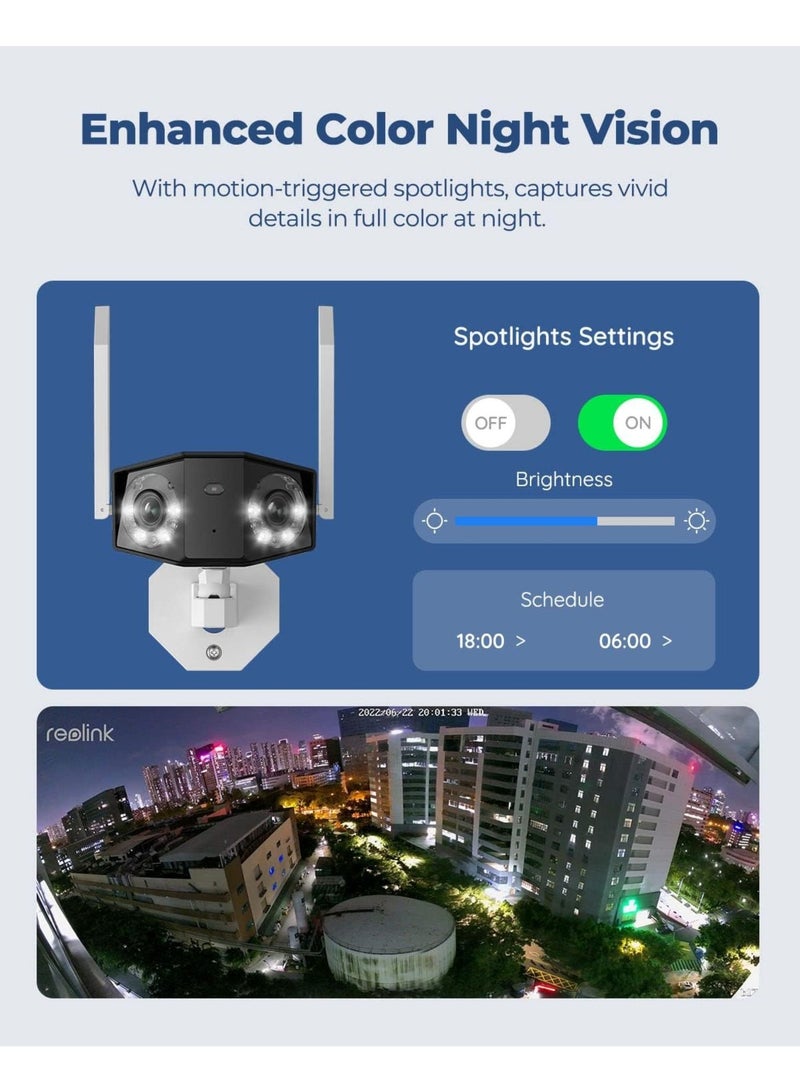 4K WiFi Security Camera with Ultra-Wide Angle, 2.4/5GHz Plug-in Outdoor Camera, Smart Human/Vehicle/Pet Detection, Color Night Vision, Two-Way Talk, IP67 Waterproof, Duo 2 WiFi