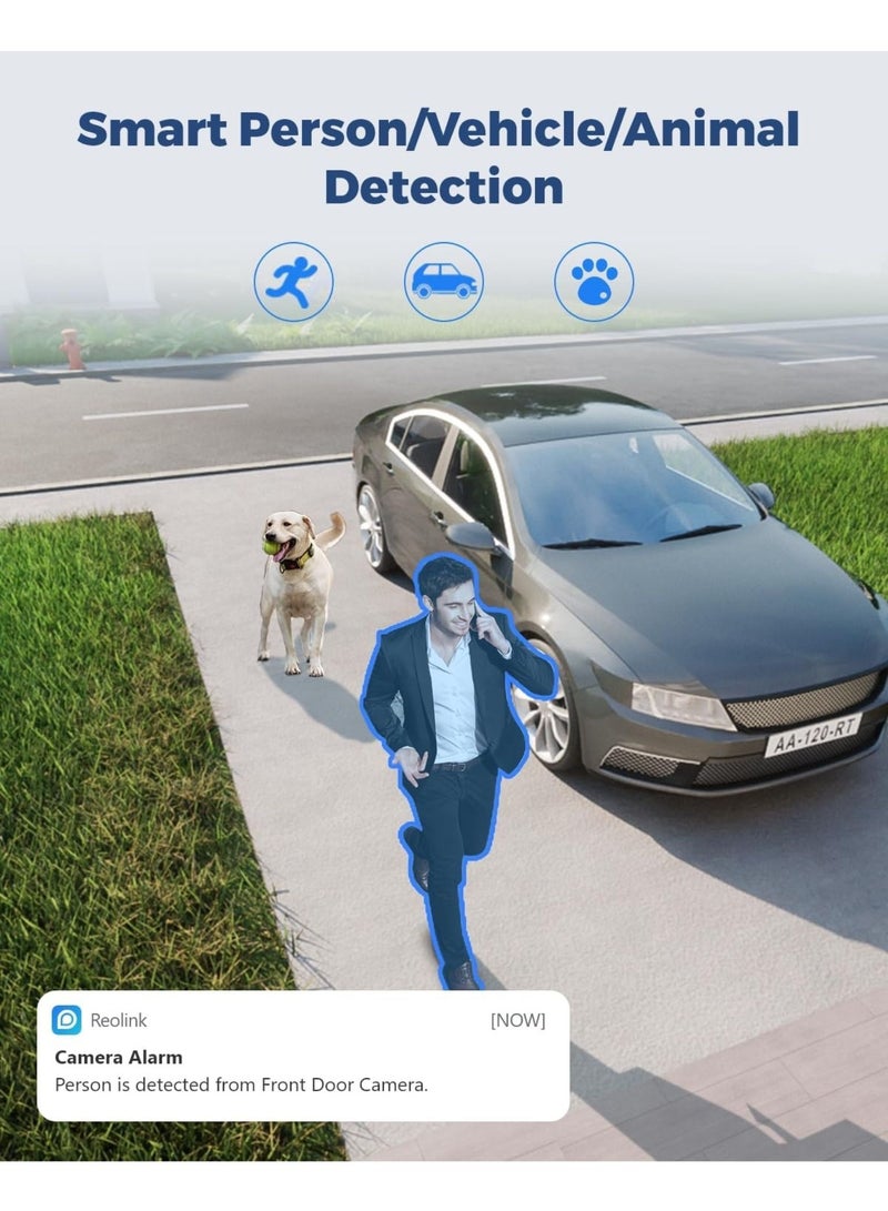 4K WiFi Security Camera with Ultra-Wide Angle, 2.4/5GHz Plug-in Outdoor Camera, Smart Human/Vehicle/Pet Detection, Color Night Vision, Two-Way Talk, IP67 Waterproof, Duo 2 WiFi