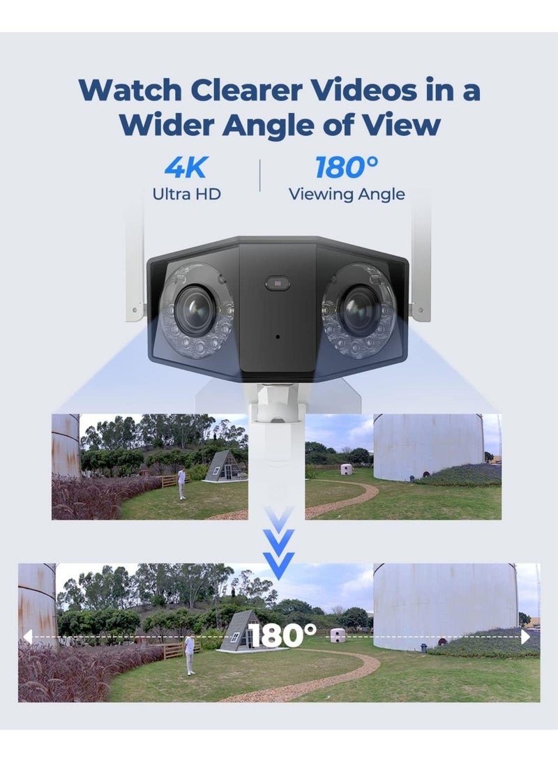 4K WiFi Security Camera with Ultra-Wide Angle, 2.4/5GHz Plug-in Outdoor Camera, Smart Human/Vehicle/Pet Detection, Color Night Vision, Two-Way Talk, IP67 Waterproof, Duo 2 WiFi