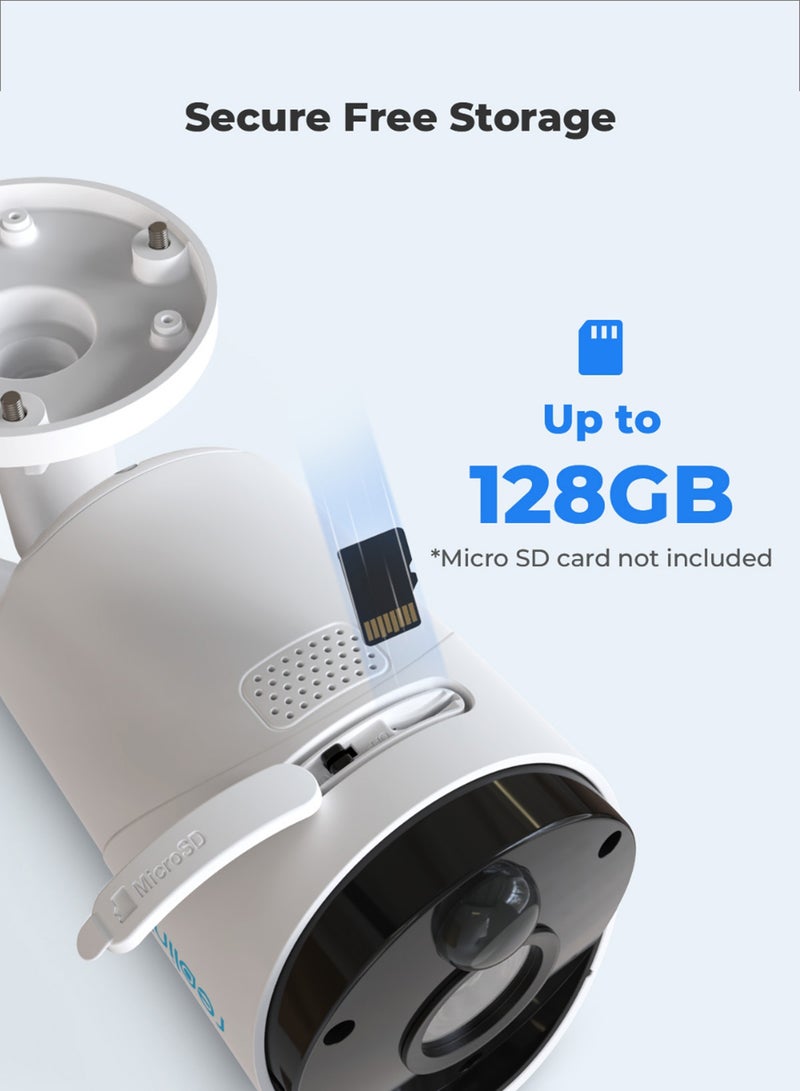 2K Security Camera Wireless Outdoor, 3MP Solar/Battery Powered Cameras for Home Security Indoor, Infrared Night Vision, 2 Way Talk, Local Storage, AI Detection, No Monthly Fee, Argus Eco