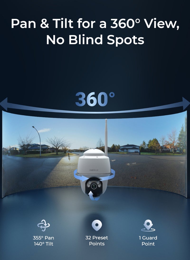 Argus PT Ultra, 4K Security Camera, Wireless Outdoor Camera, 360° Pan & Tilt, 2.4/5 GHz Dual Band Wi-Fi, Smart Detection, No Monthly Fee, 6W Solar Panel Compatible (Not Included)